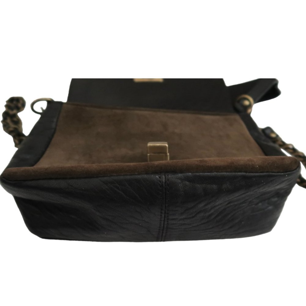 Abaco Python Suede Leather Flap Handbag W Turnlock - image 8